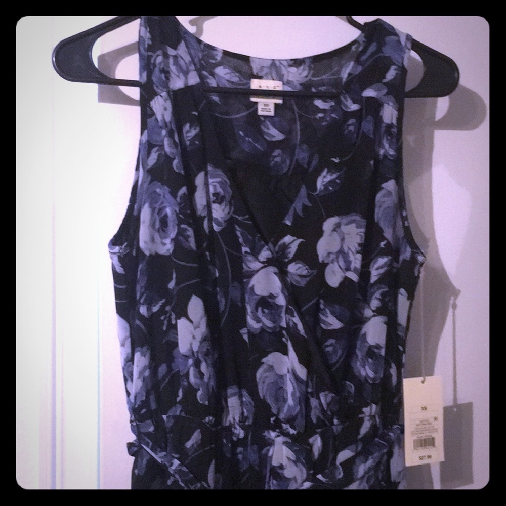 Black and blue floral midi dress